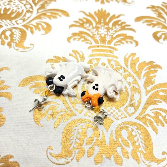 Mickey and Minnie Mouse ghost Halloween dangle polymer clay earrings NWT - Picture 4 of 6